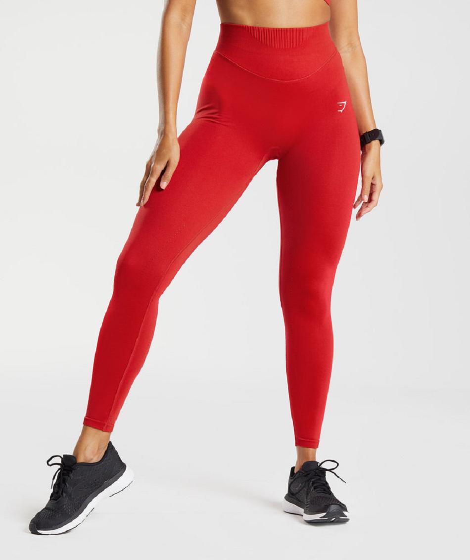 Leggins Gymshark Sweat Seamless Sculpt Mujer Rojas | CO 2903ILH